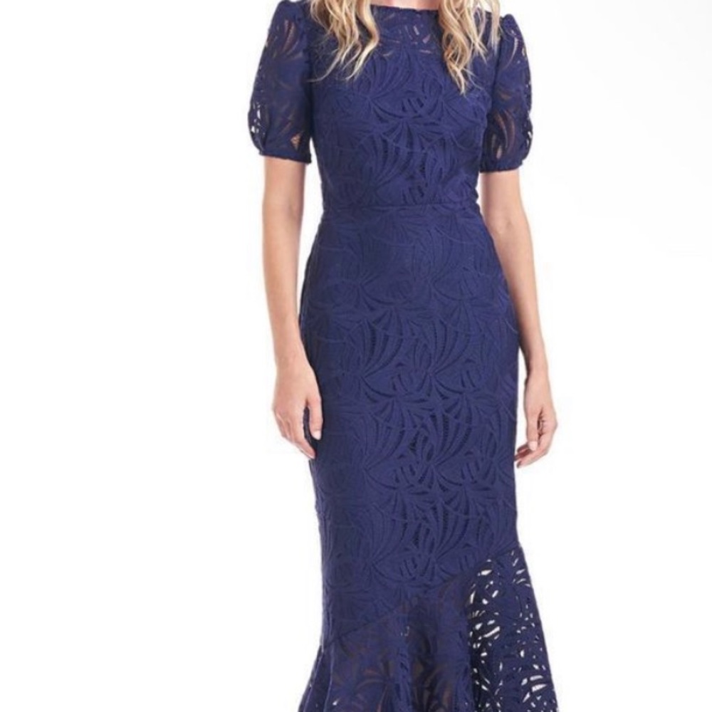 Kay Unger New York Zoey Lace Tea Length Dress - Picture 4 of 17
